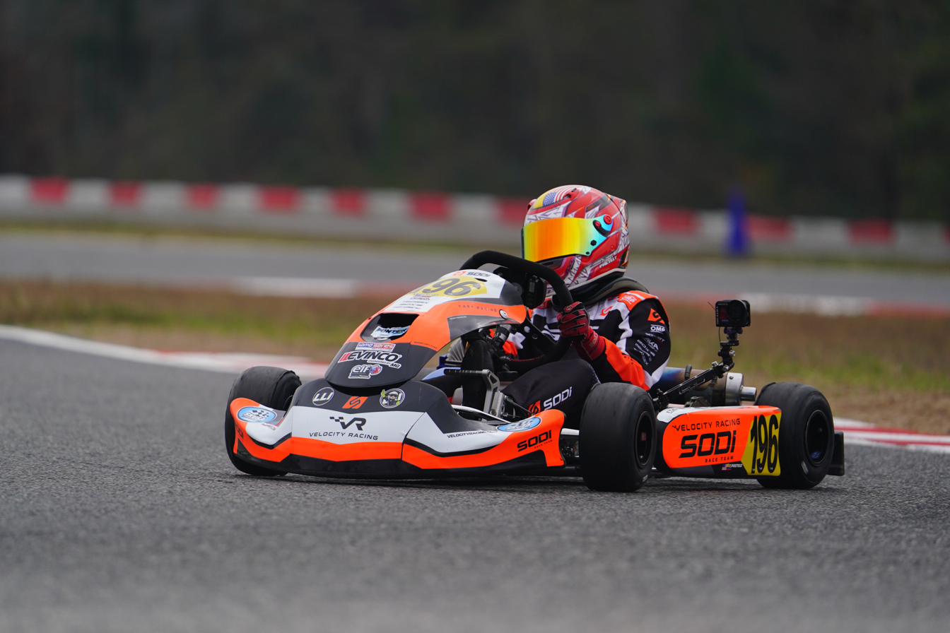 Tommy Pretelt racing his kart, number 196